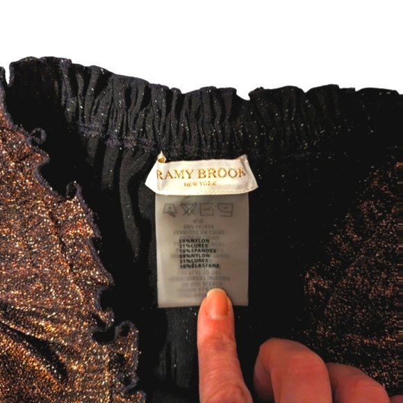 Ramy Brook Shimmer Sparkle Metallic Strapless Smocked Stretch Mini Dress - Picture 8 of 9